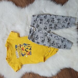 Daddy and son building crew onesie and pants, 9M